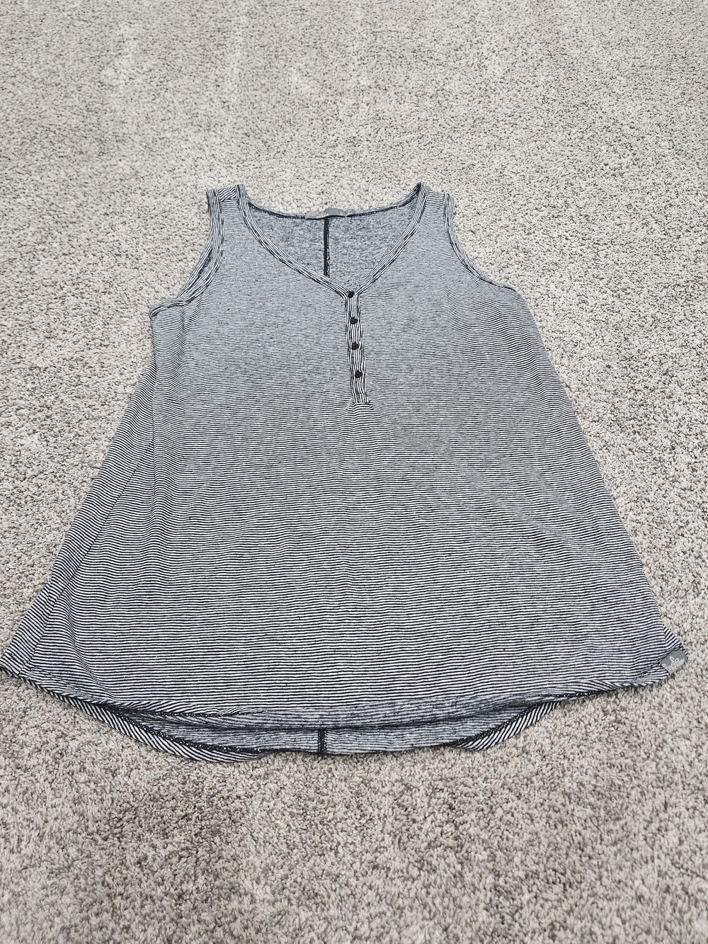 Prana Gray Striped V-Neck Henley Tank